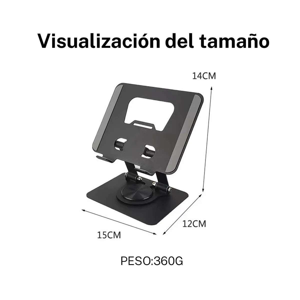 Soporte Base Metal Ajustable Plegable Teléfono Tablet Color Negro