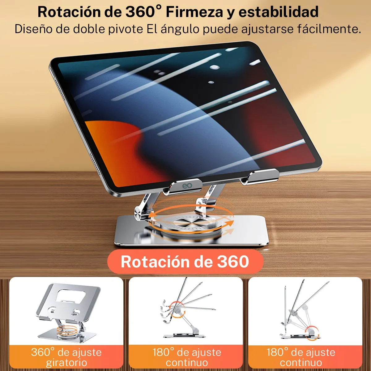 Soporte Base Metal Ajustable Plegable Teléfono Tablet Color Negro