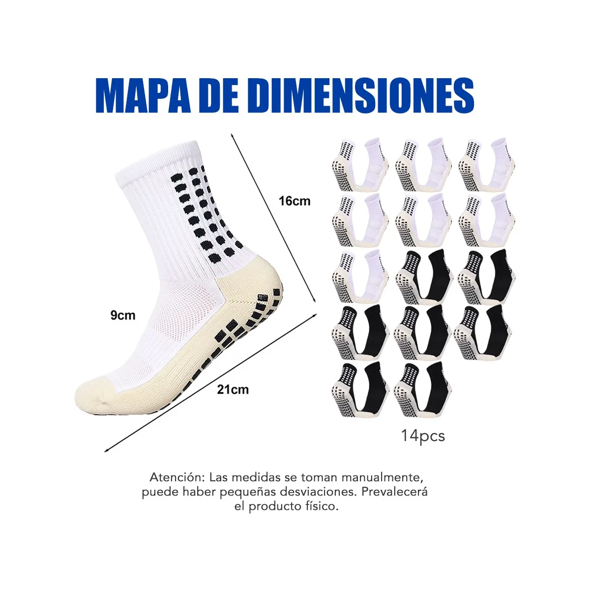 Kit Calcetines Futbol  14 Pares 7 negro - 7 blanco