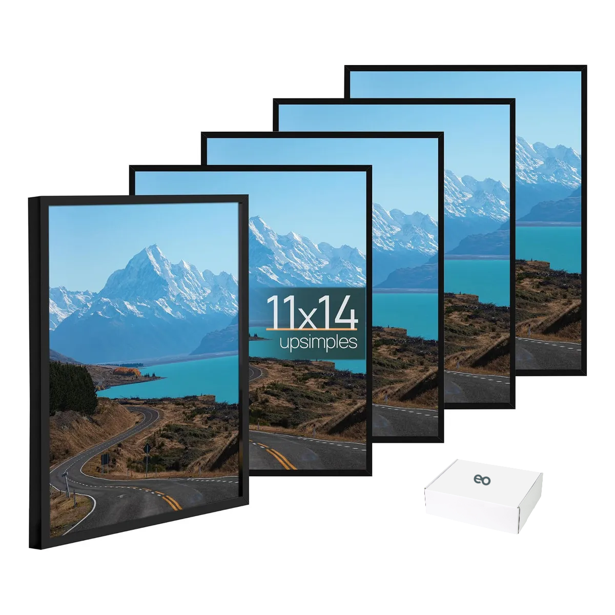 Juego De 5 Marcos De Fotos De Cristal Tamaño(11*14) Color Negro