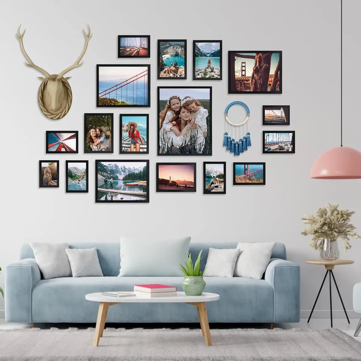 Juego De 5 Marcos De Fotos De Cristal Tamaño(11*14) Color Negro