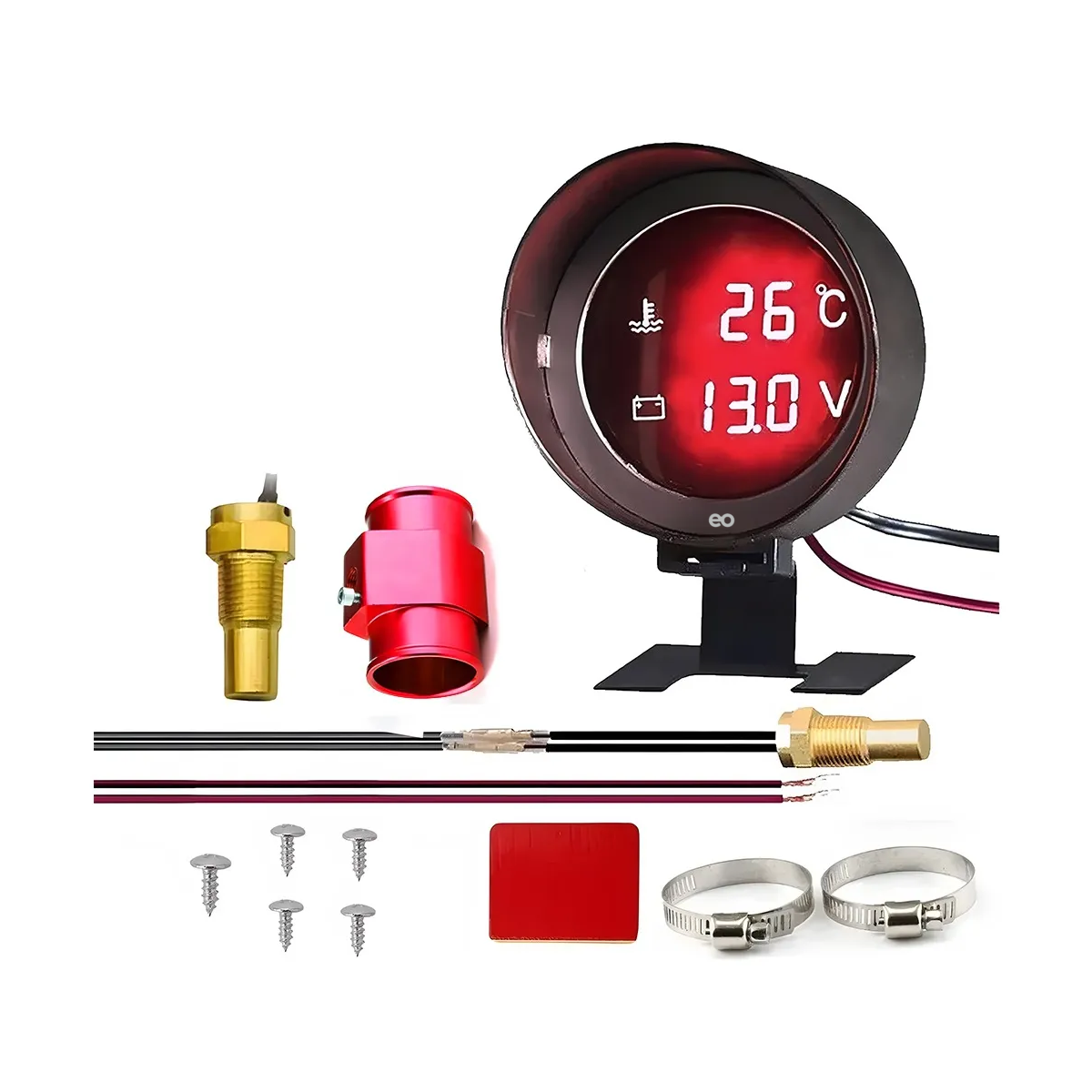Voltímetro Digital(sensor),medidor De Temperatura Automático Rojo