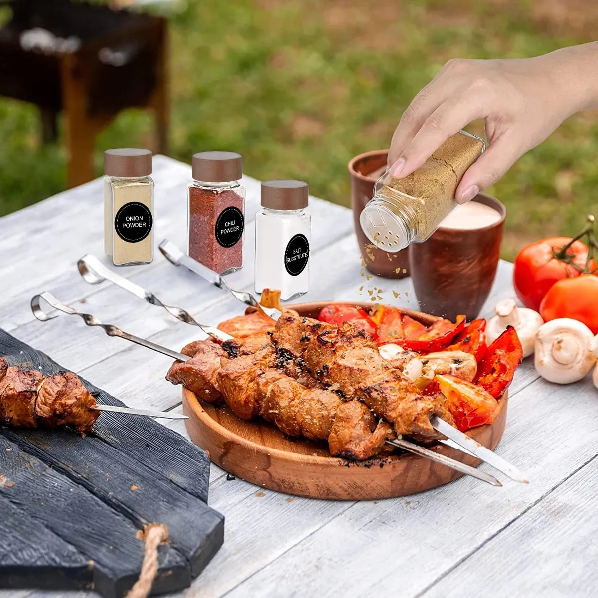 12 Especieros De Vidrio 120ml Con Etiquetas, Embudo Y Plumón