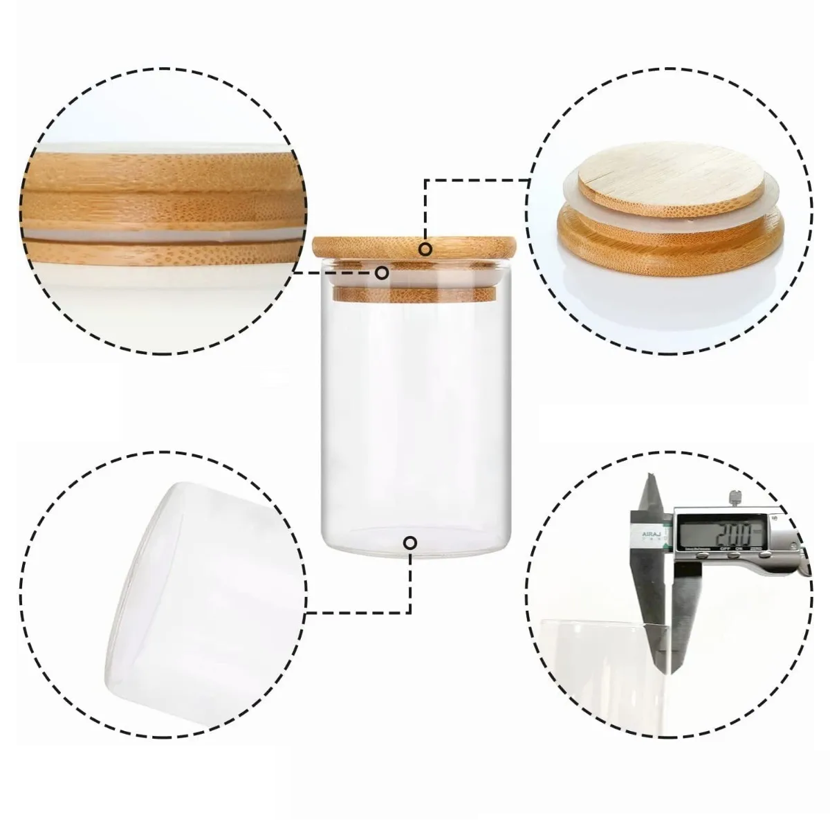 Frascos Organizadores De Cocina Tapa Bambú 12 Piezas