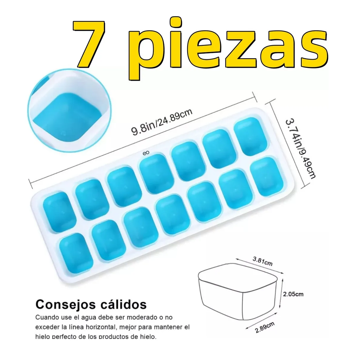 7pcs Cubitera Hielo De Silicona/moldes Para Cubitos De Hielo