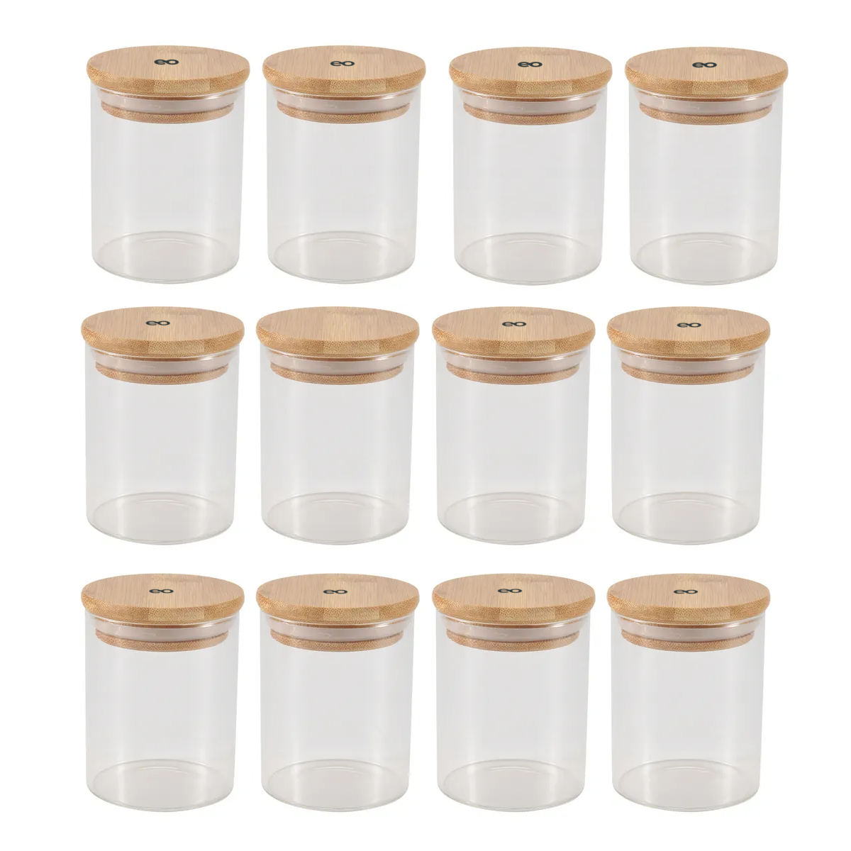 Frascos Organizadores De Cocina Tapa Bambú 12 Piezas