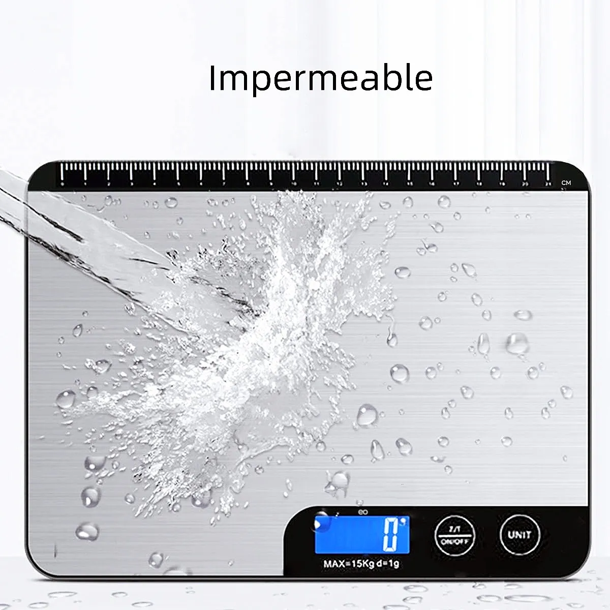 Báscula De Cocina Digital Acero Inoxidable Recargable 15kg Plateado