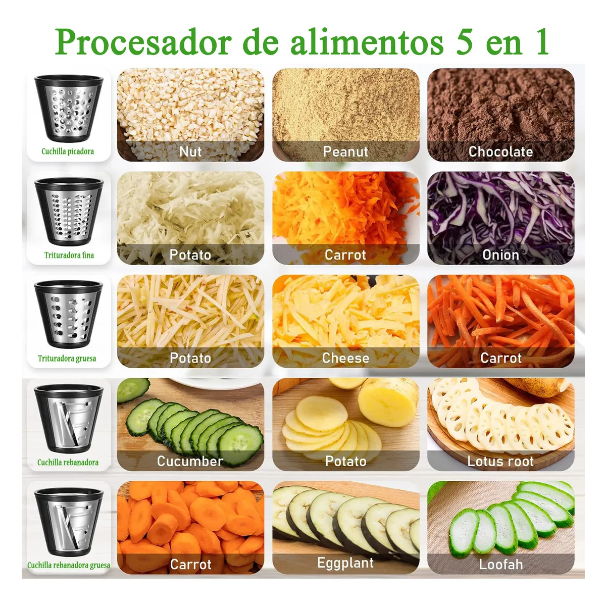 Rallador Eléctrico Cortador De Verduras Utensilios De Cocina