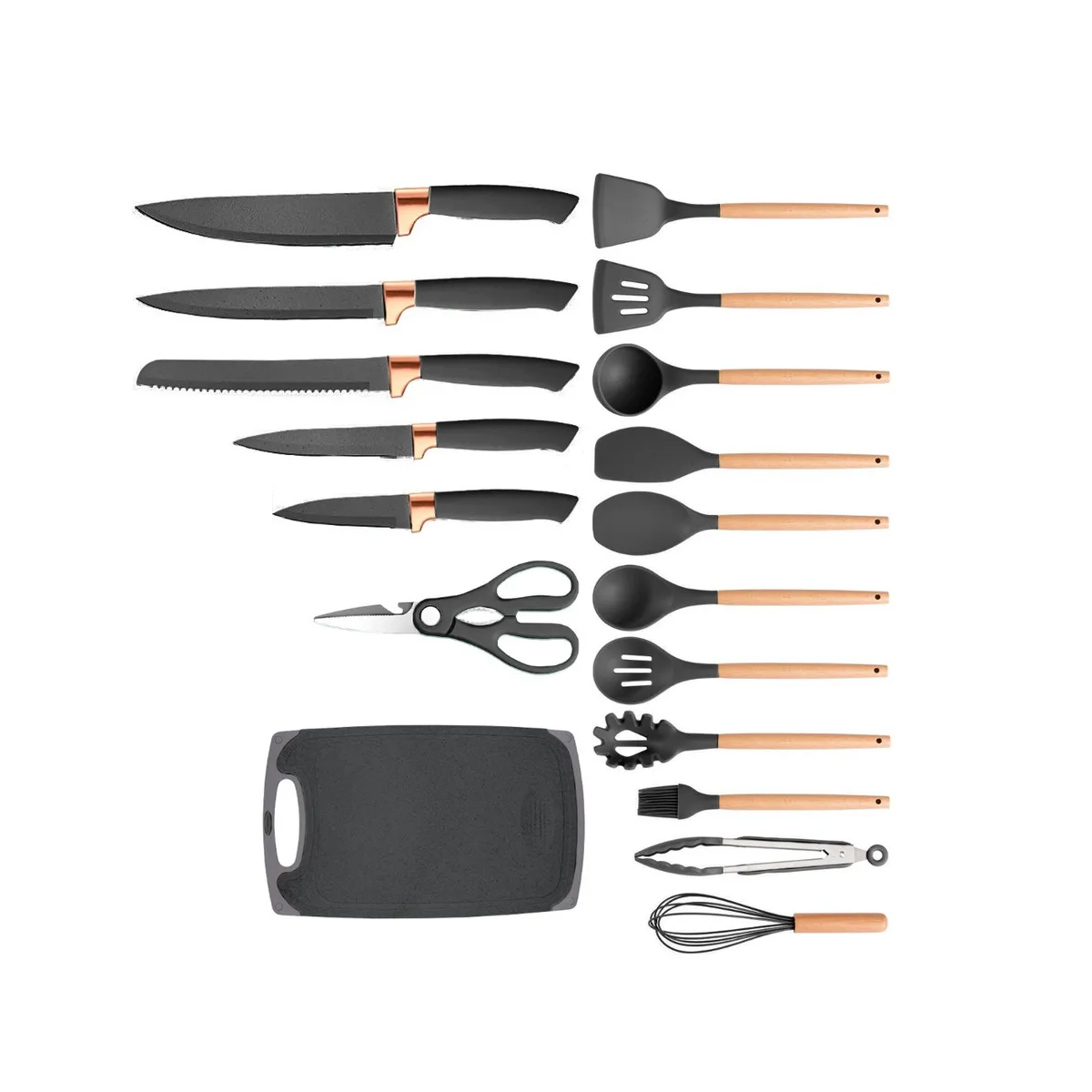 Utensilios De Cocina Silicona Juego De Cuchillo 19 Set Color Gris