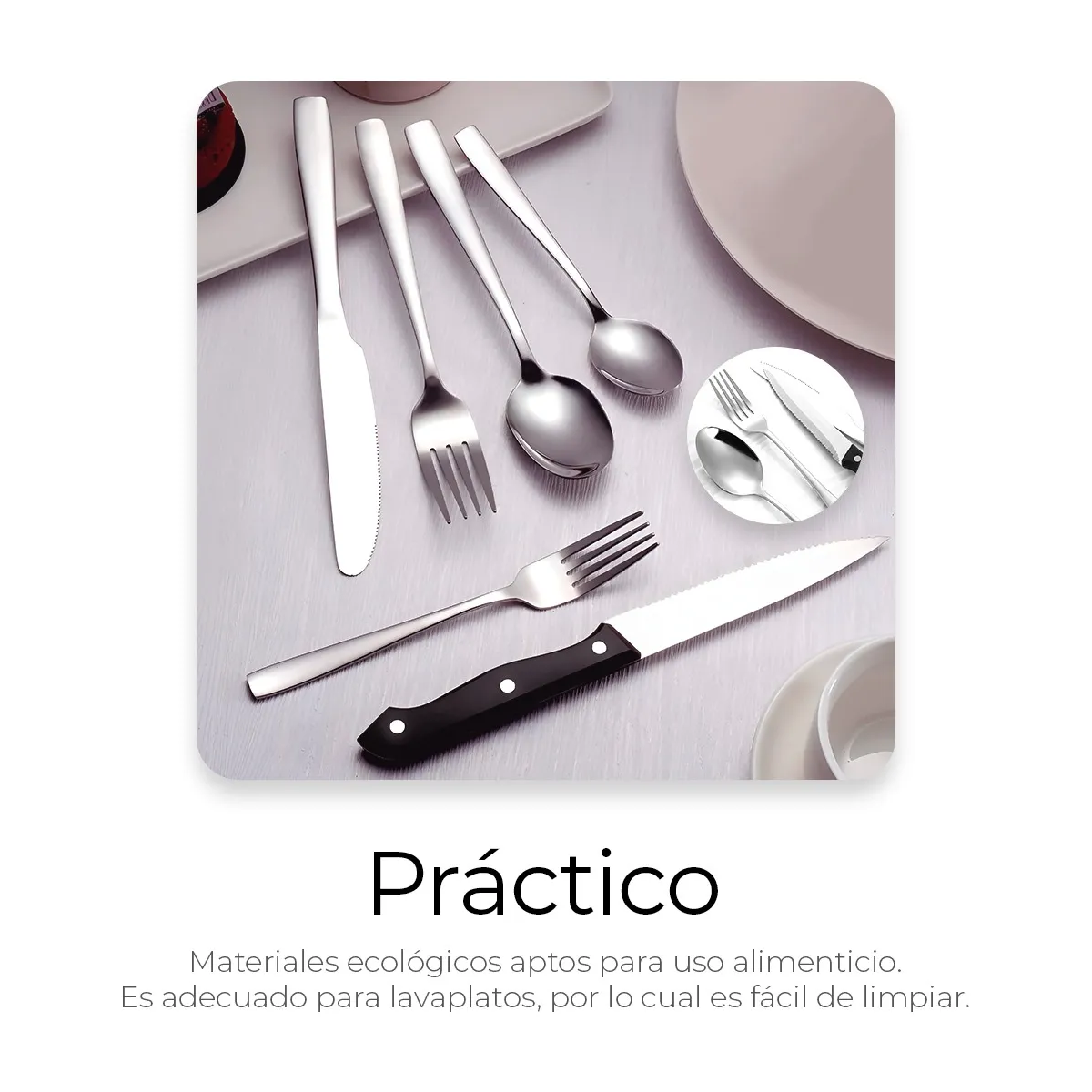 Juego De Cubiertos Modernos 48 Pz Acero Inoxidable Duraderos Color Plateado