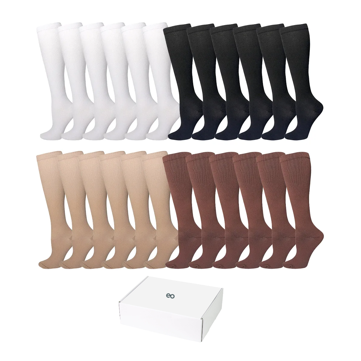 12par Medias Calcetines De Compresión Varices Negro blanco marrón color piel Talla L/XL