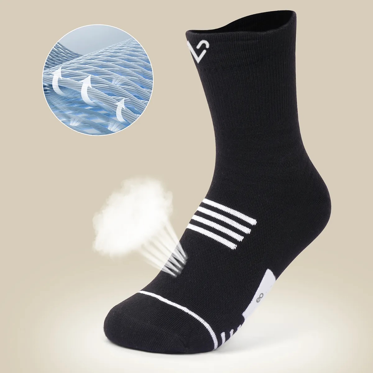 12 Pares Calceta Deportiva Hombre 100% Algodón Negro