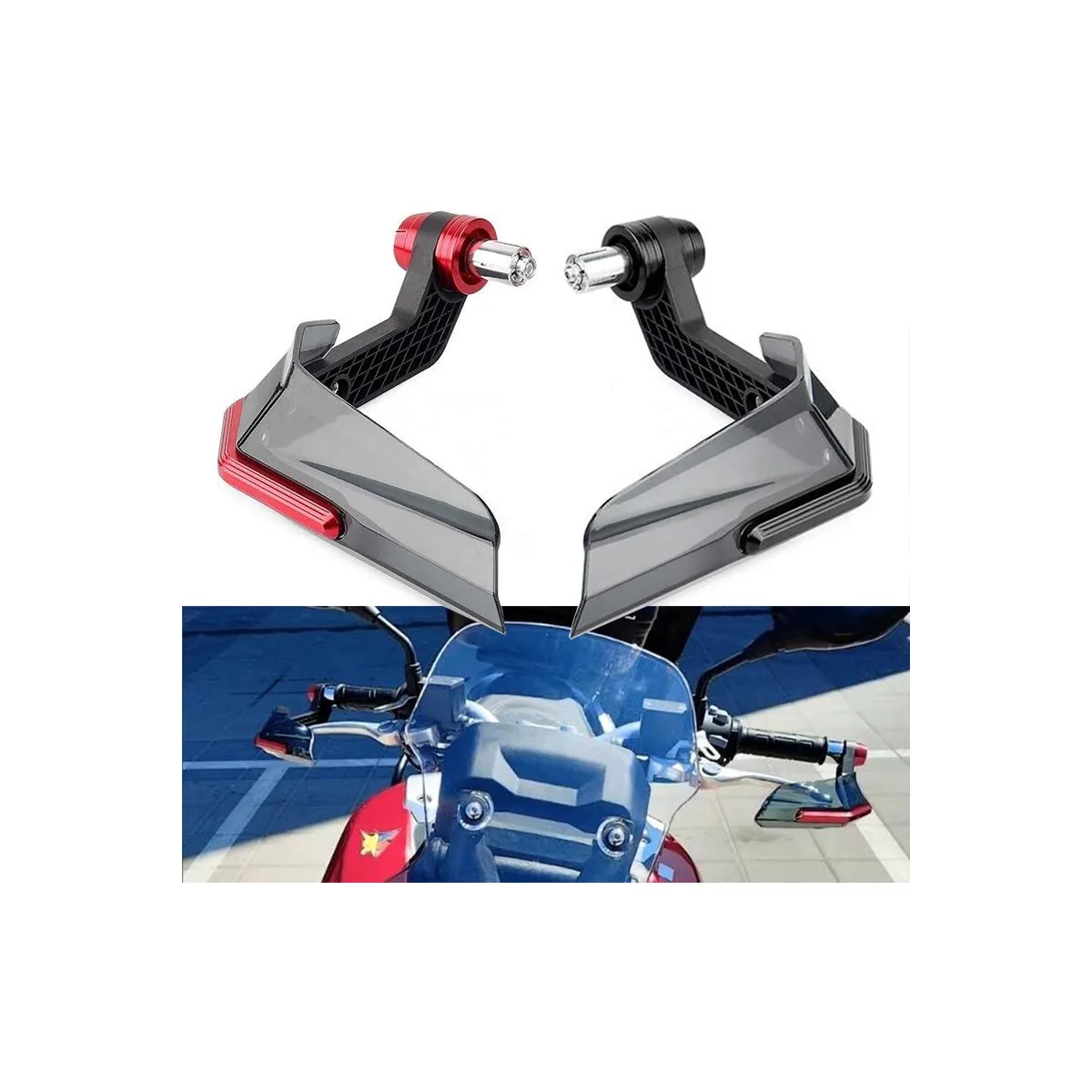 Par Cubre Puños Moto Guardamanos Motocicleta 22mm Universal Rojo