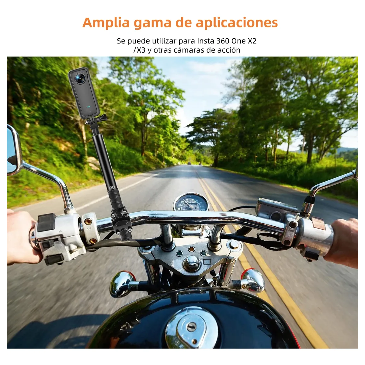 Selfie Stick Soporte Para Cámara Insta360 X3 Gopro Moto Bici