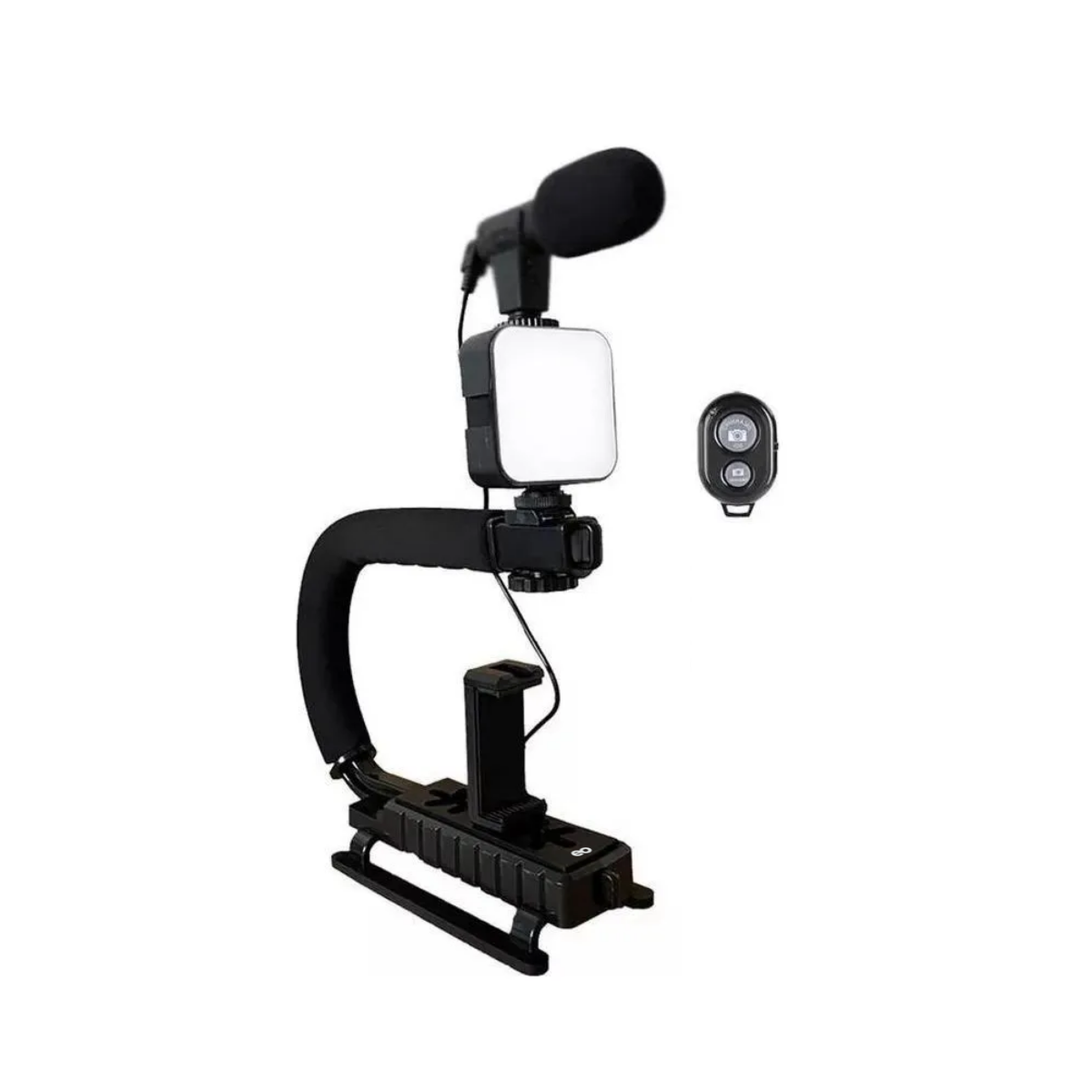 Estabilizador Para Cámara Y Celular Con Luz, Control Y Mic. Color Negro