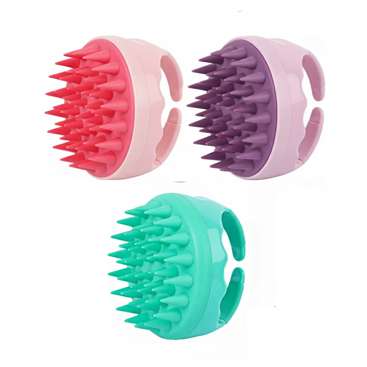 Cepillos Para Ducha Cabello Masajeador De Cuero Cabelludo 3 Piezas Color:Rosa