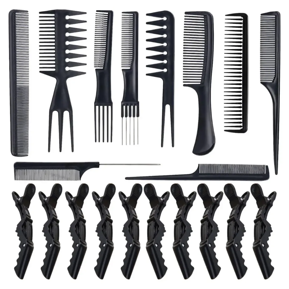 Peines Cepillos Peluquería Profesional 20pzs Cabello Negro