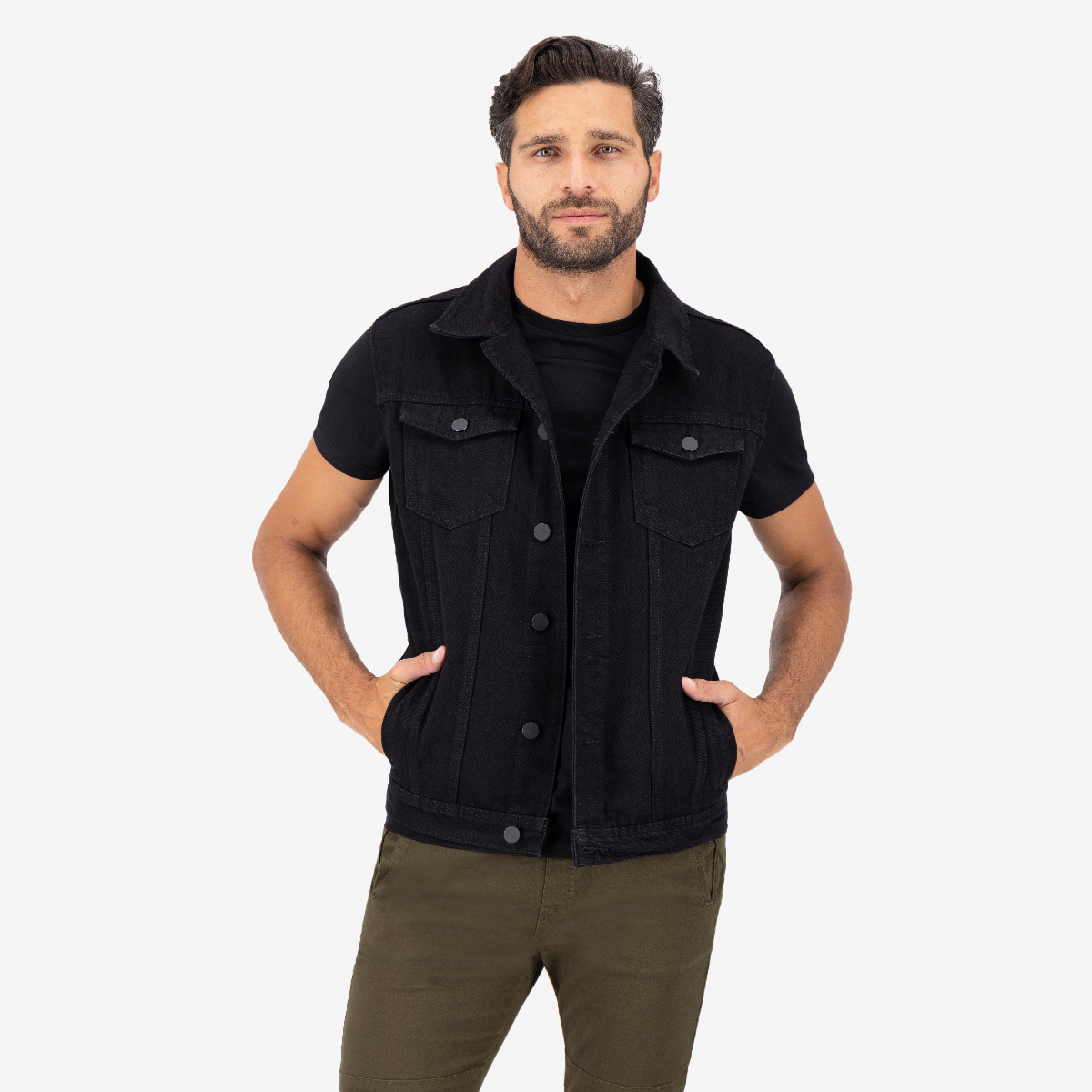 Chaleco Slim de Mezclilla Slim para Hombre Holstone - Negro