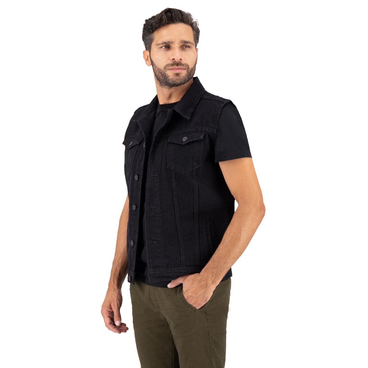 Chaleco Slim de Mezclilla Slim para Hombre Holstone - Negro