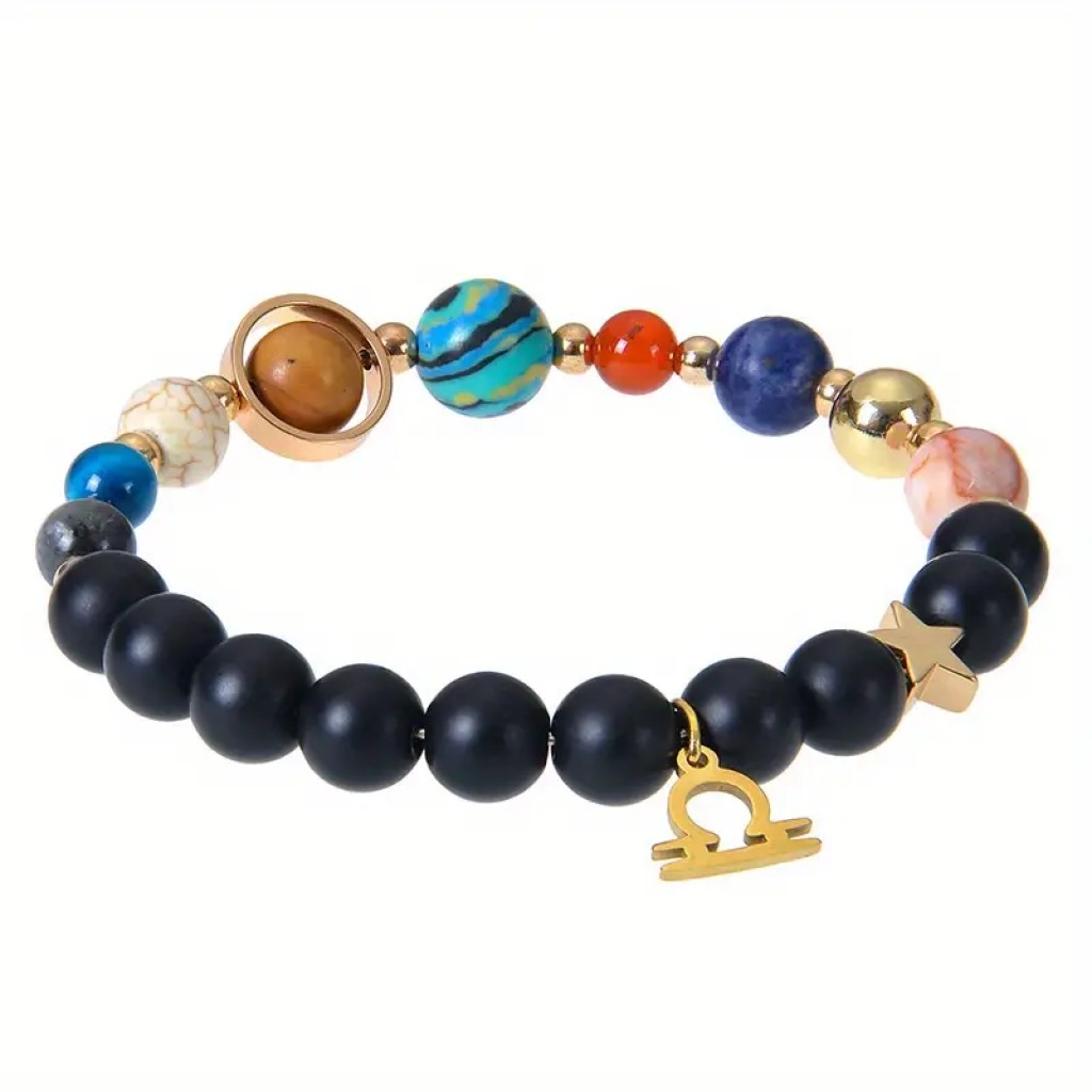 Pulsera Zodiaco de Piedras Naturales, Amuleto Astrológico con Energía Cósmica, Intuición y Conexión Espiritual