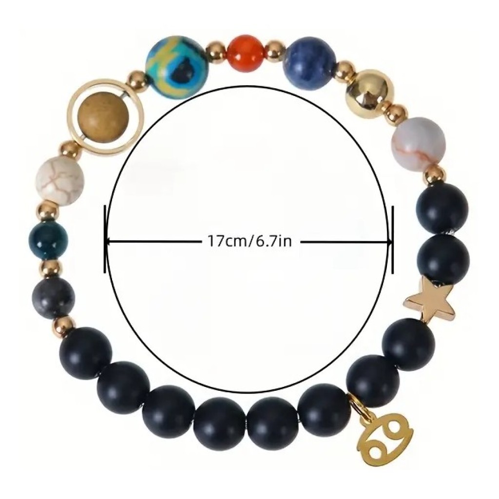 Pulsera Zodiaco de Piedras Naturales, Amuleto Astrológico con Energía Cósmica, Intuición y Conexión Espiritual