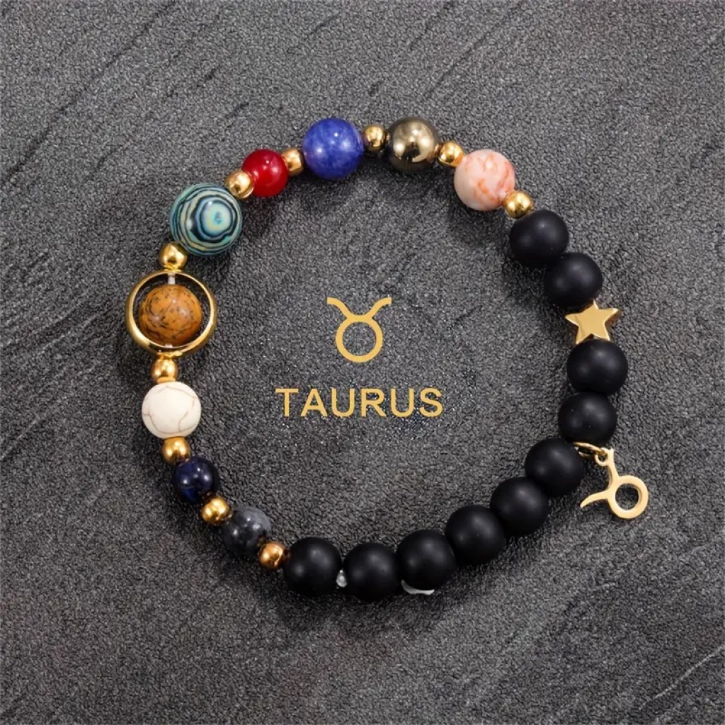 Pulsera Zodiaco de Piedras Naturales, Amuleto Astrológico con Energía Cósmica, Intuición y Conexión Espiritual