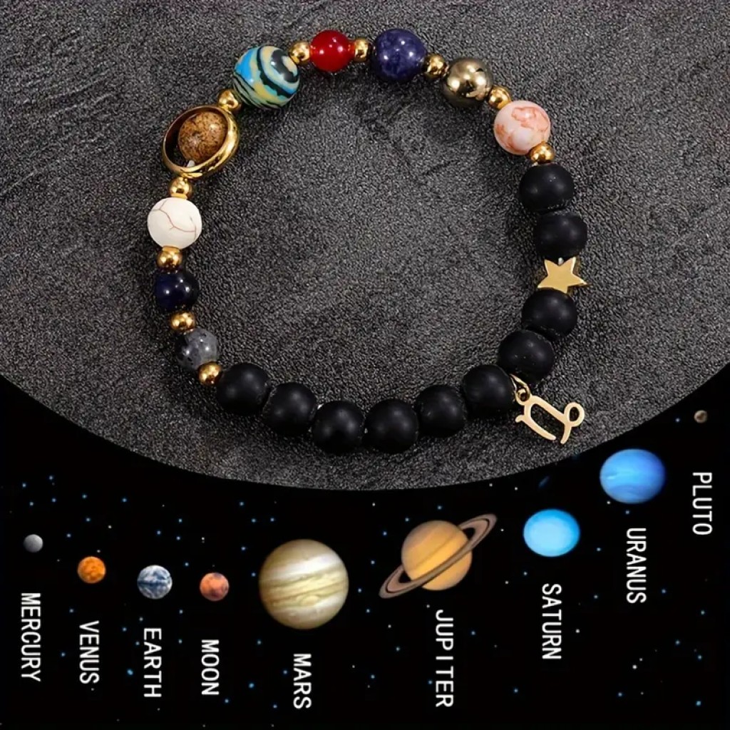 Pulsera Zodiaco de Piedras Naturales, Amuleto Astrológico con Energía Cósmica, Intuición y Conexión Espiritual