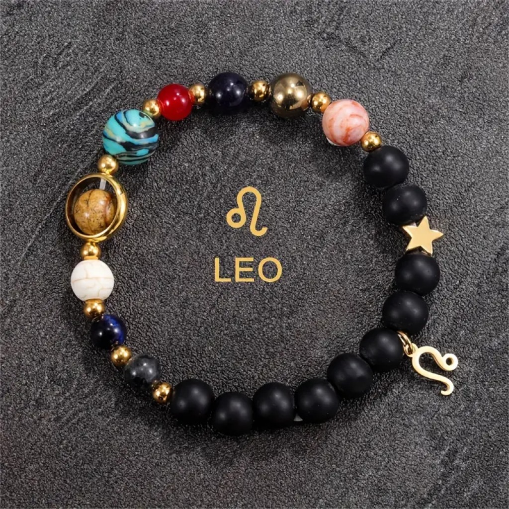 Pulsera Zodiaco de Piedras Naturales, Amuleto Astrológico con Energía Cósmica, Intuición y Conexión Espiritual
