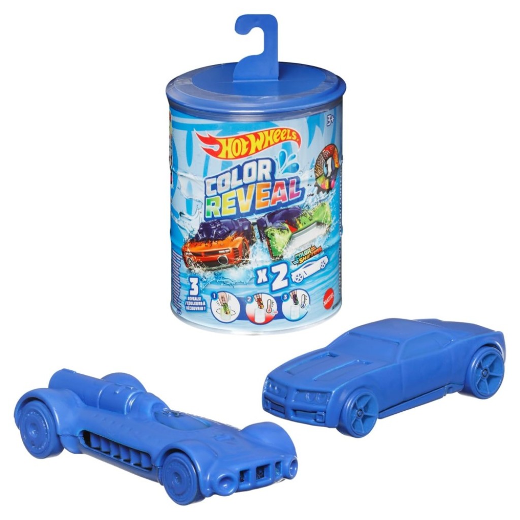Hot Wheels Color Reveal Pack 2 Autos 1:64 con Cambios de Color y Tambor Reutilizable