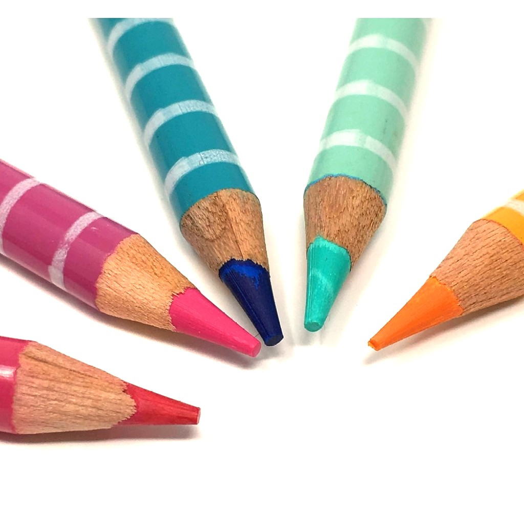 Lápices de Colores Kiut 24 Piezas Punta Gruesa 4 mm Madera Resistente Colores Vivos con Estuche