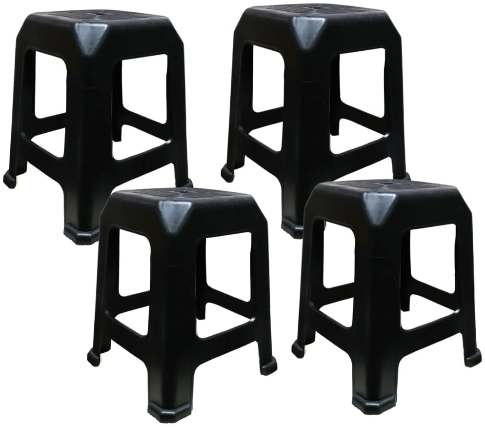 4 Bancos Plástico Para Negocio Taquerias Uso Rudo Reforzado