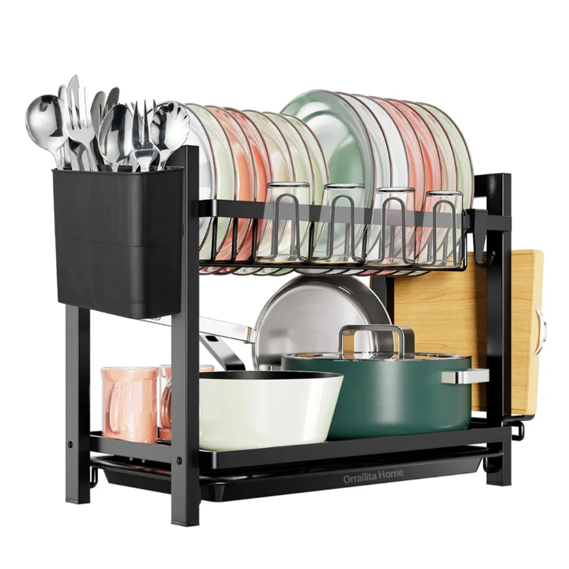 Escurridor De Platos De 2 Niveles Con Bandejas De Extraíbles