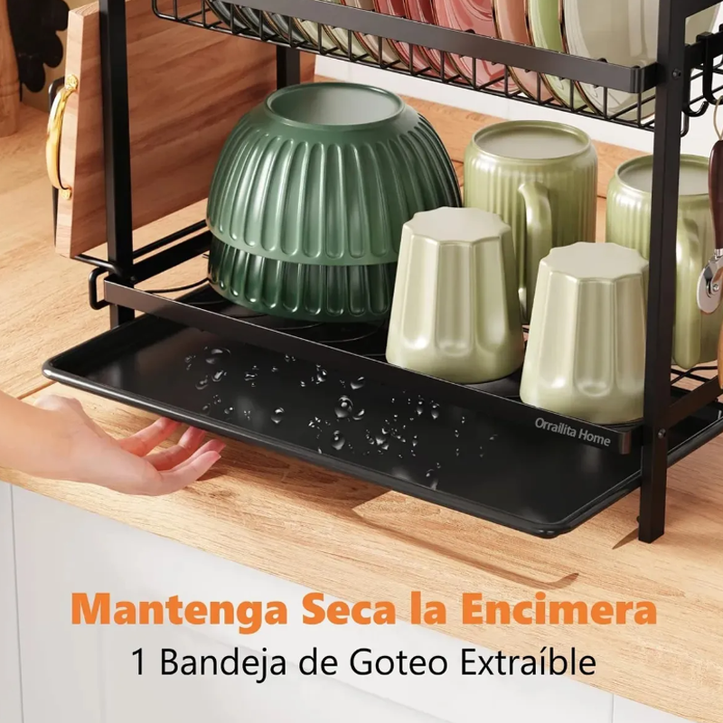 Escurridor De Platos De 2 Niveles Con Bandejas De Extraíbles