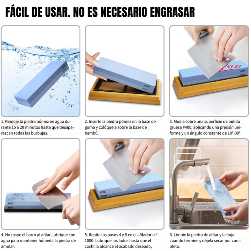 Kit Afilador De Piedra De Afilar - 400/1000 Y 3000/8000