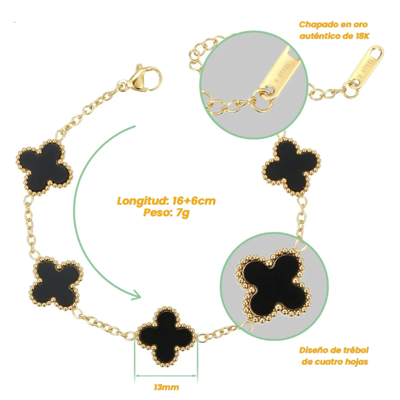 Pulseras Trébol Cuatro Hoja Buena Suerte Regalo Para Mujer