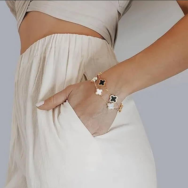 Pulseras Trébol Cuatro Hoja Buena Suerte Regalo Para Mujer