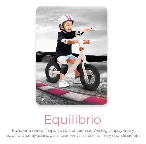 Bicicleta Infantil para Niños Pequeños Entrenadora de Equilibrio sin Pedales con Altura Ajustable Color Rosa con Cafe