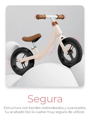 Bicicleta Infantil para Niños Pequeños Entrenadora de Equilibrio sin Pedales con Altura Ajustable Color Rosa con Cafe