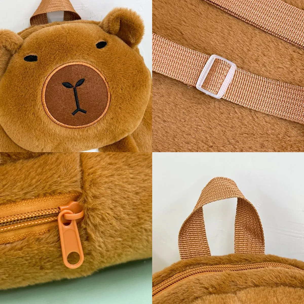 Mochila Bolsa Escolar Infantil de Capibara Peluche de Felpa para Niños Preescolar Kinder Primaria Baja Multifuncional