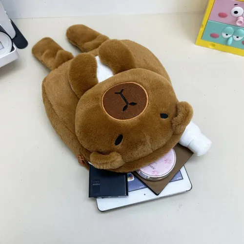 Mochila Bolsa Escolar Infantil de Capibara Peluche de Felpa para Niños Preescolar Kinder Primaria Baja Multifuncional