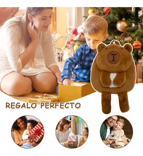 Mochila Bolsa Escolar Infantil de Capibara Peluche de Felpa para Niños Preescolar Kinder Primaria Baja Multifuncional