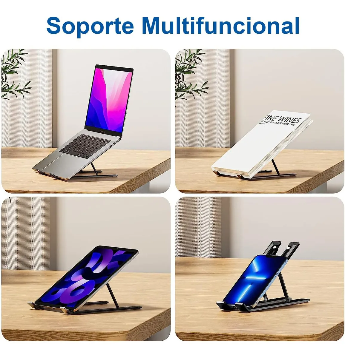 Base Soporte para Laptop Computadora Portatil Plegable Ajustable y Ergonomica Color Negro