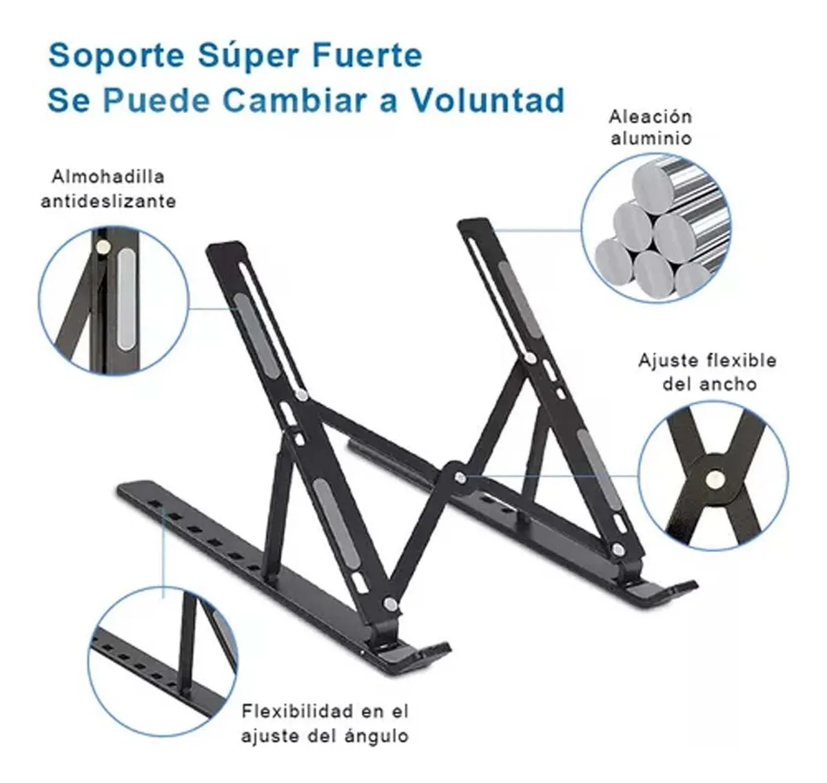 Base Soporte para Laptop Computadora Portatil Plegable Ajustable y Ergonomica Color Negro