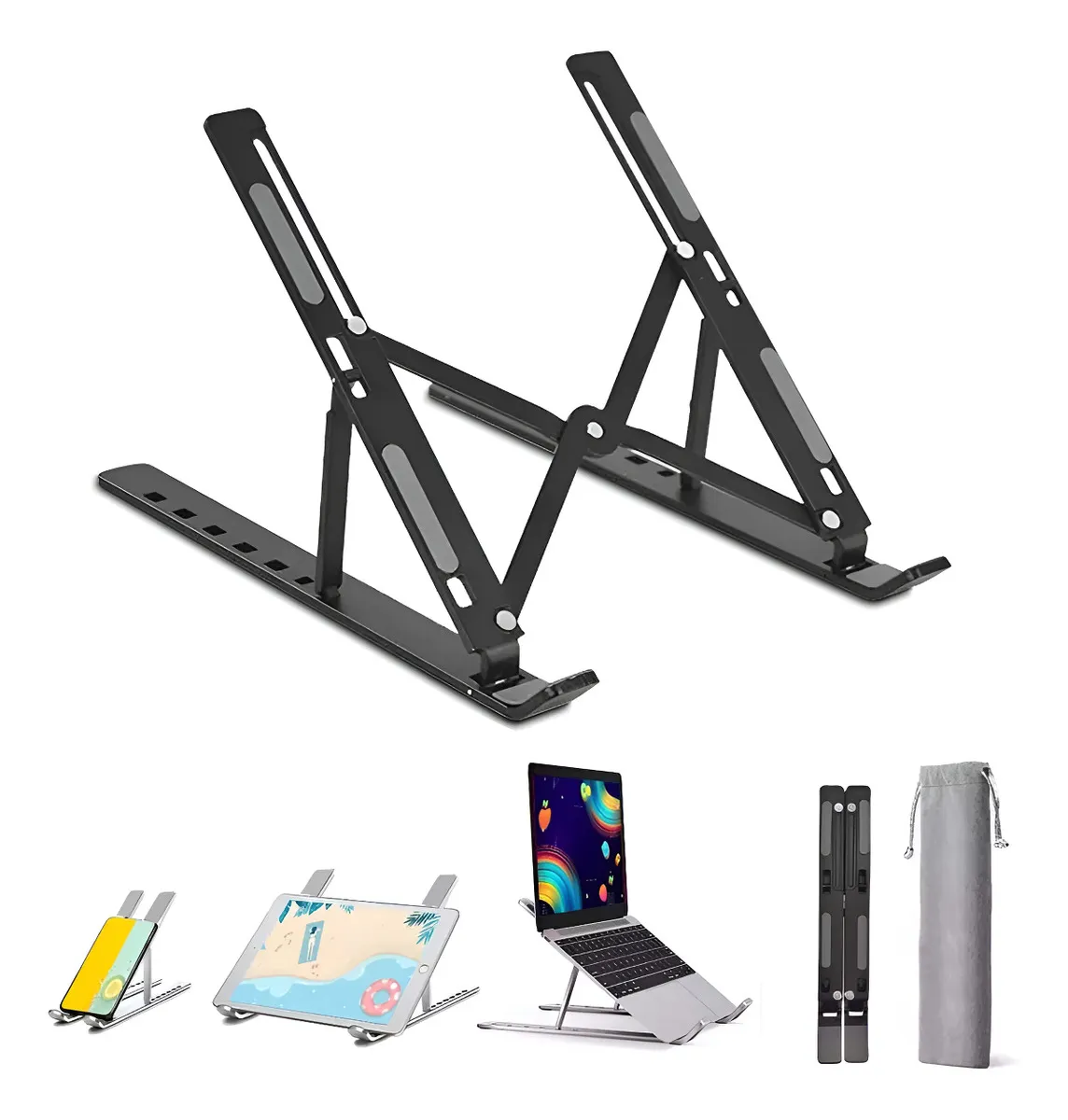 Base Soporte para Laptop Computadora Portatil Plegable Ajustable y Ergonomica Color Negro