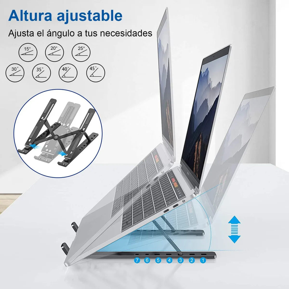 Base Soporte para Laptop Computadora Portatil Plegable Ajustable y Ergonomica Color Negro