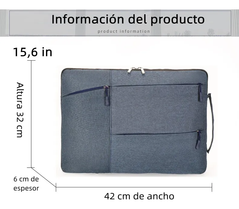 Funda para Laptop Protector para Computadora 15.6 In Tipo Bolsa Portatil Multifuncional y Resistente Color Azul