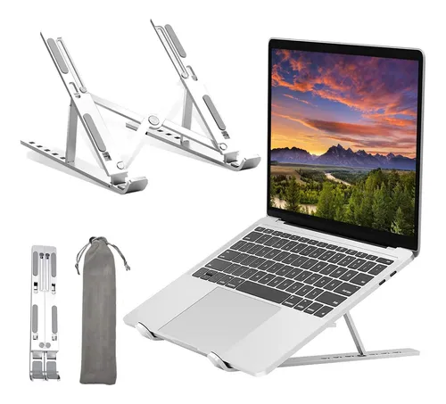 Base Soporte para Laptop Computadora Portatil Plegable Ajustable y Ergonomica Color Gris Plata
