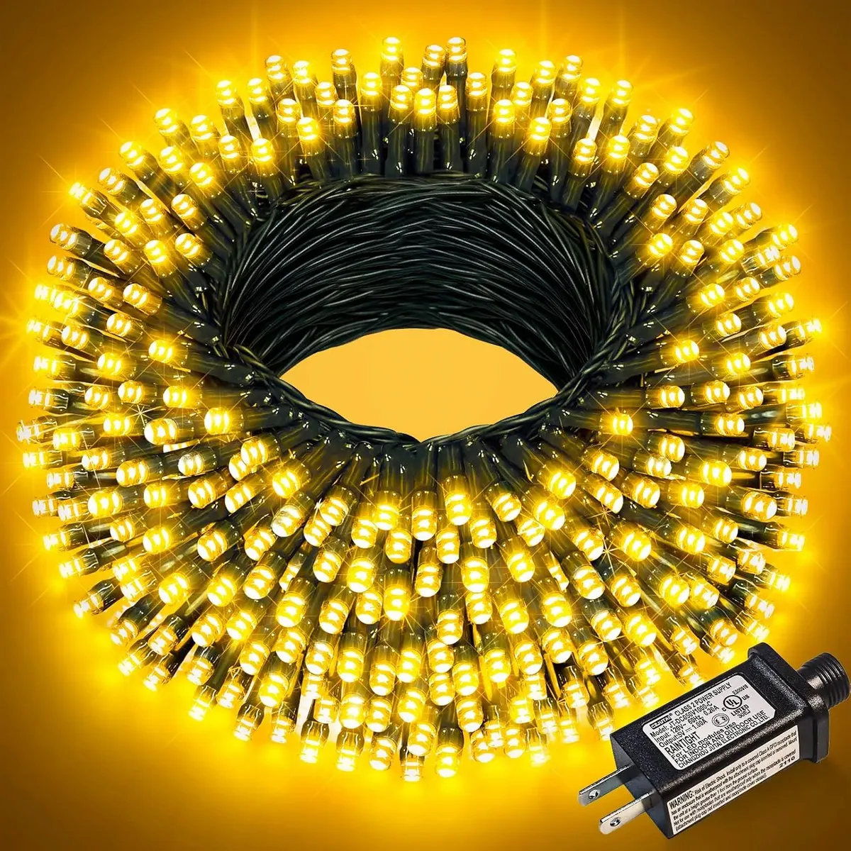 Serie de Luces para Navidad color Blanco Frio de 62 m con 500 LED de 8 Modos Tipo Guirnalda Decoracion Navideña