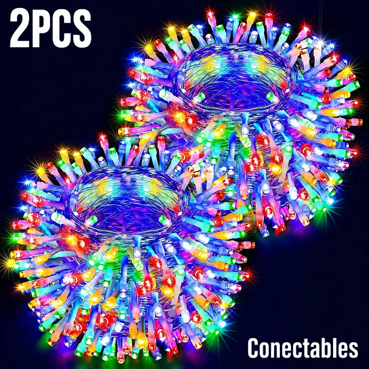 Serie de Luces para Navidad Paquete 2 pzs color Multicolor de 10 m con 200 LED de 8 Modos Decoracion Navideña