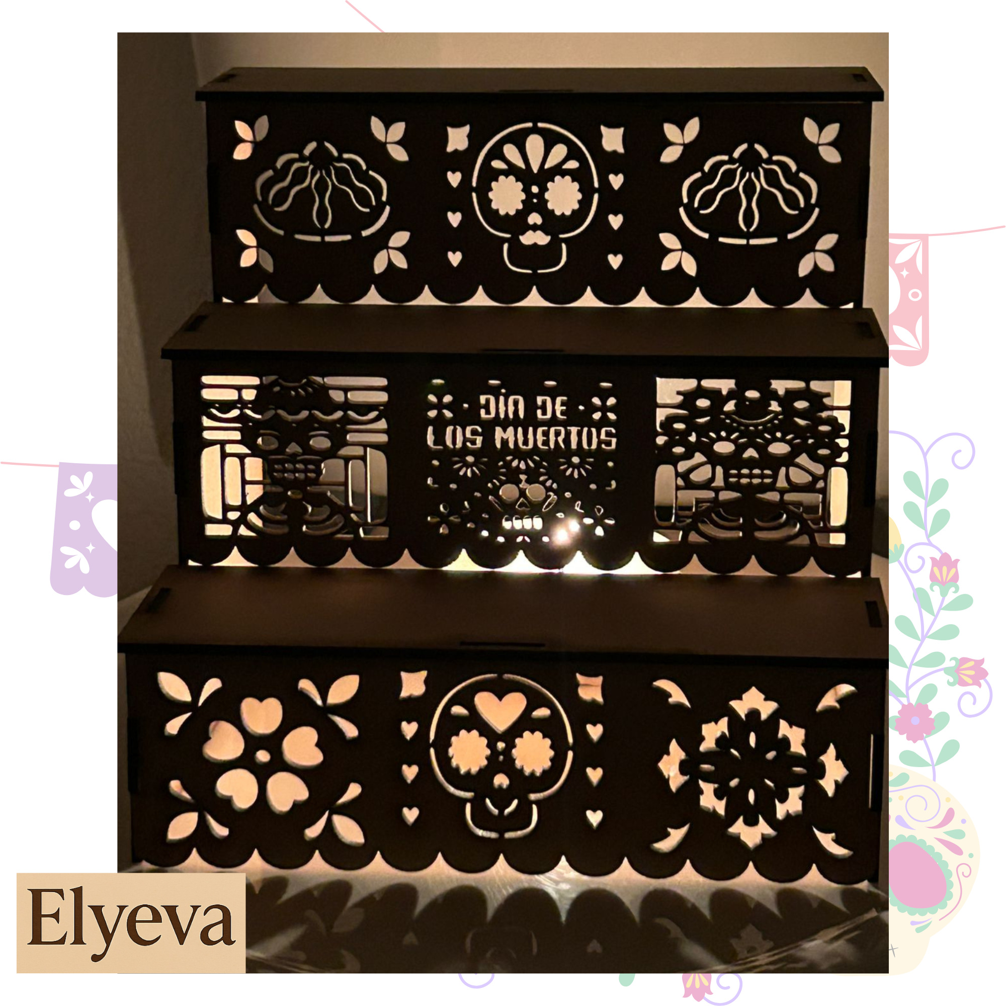  Decoración Halloween Ofrenda Día De Muertos Altar Decorativo MDF